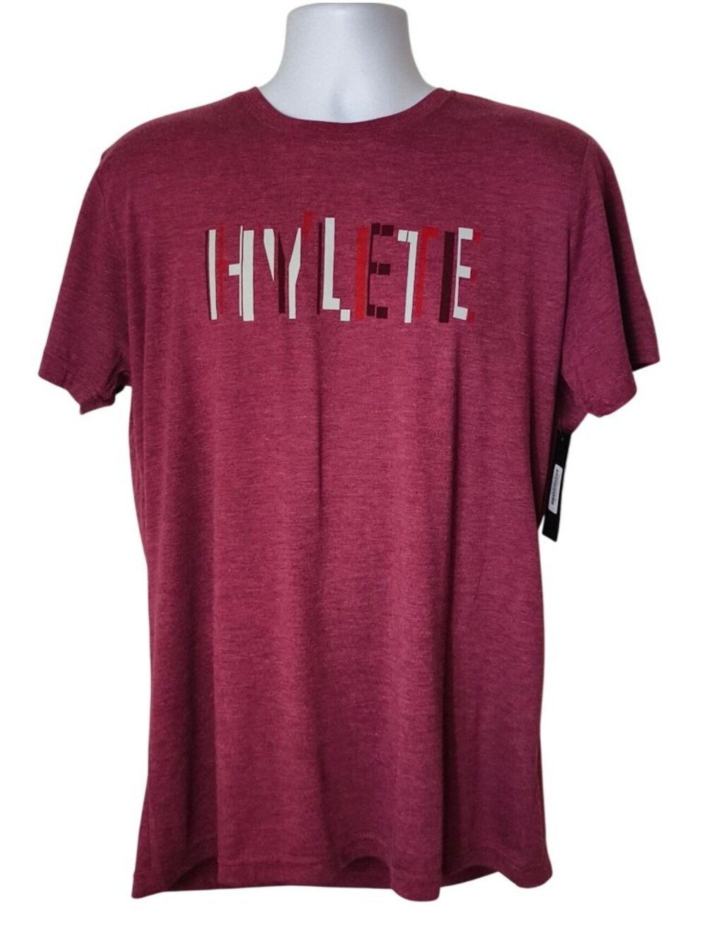 Hylete Mens XL Performance Tee Offset Hy-Blend Logo Maroon Soft Lightweight